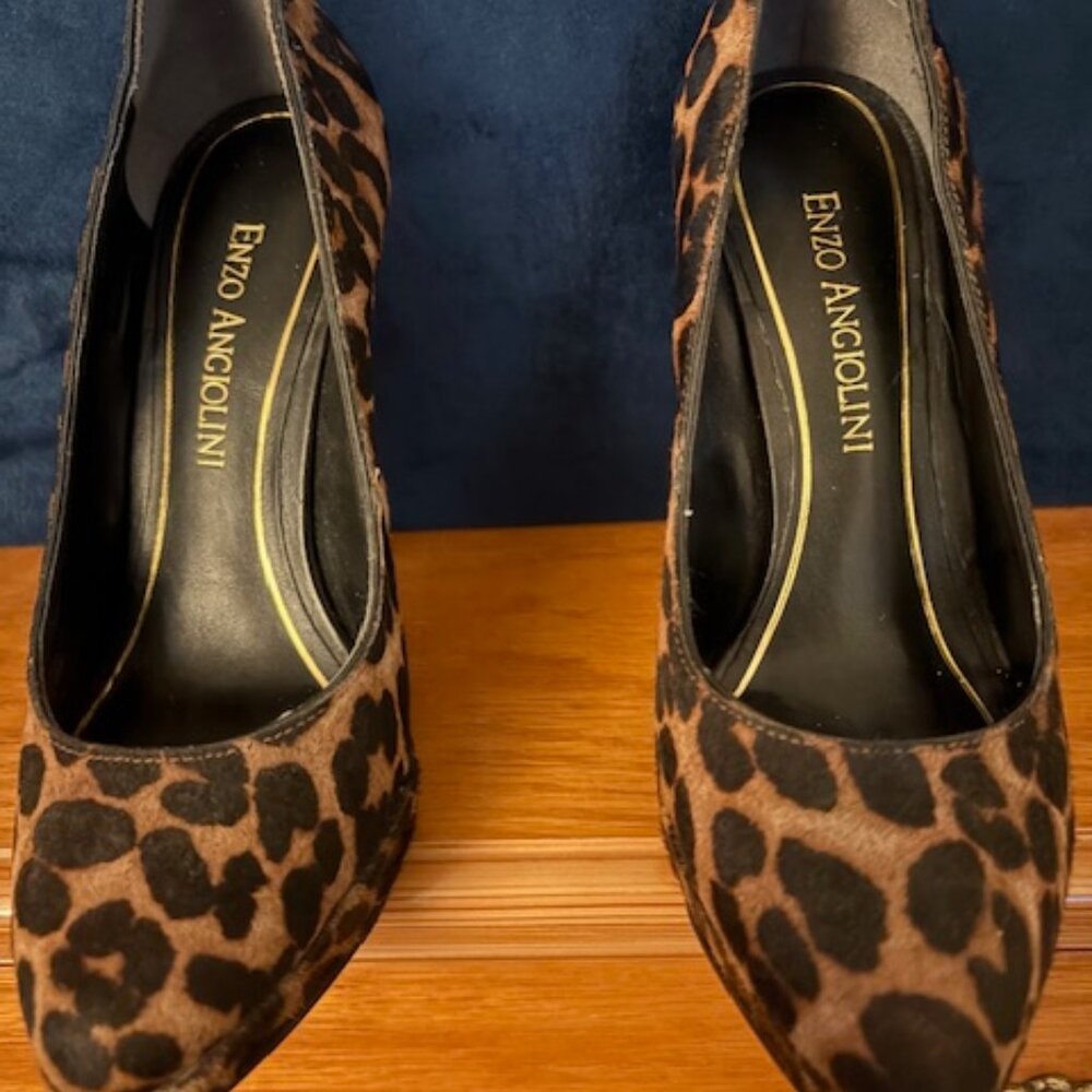 Size 4 Enzo Angiolini platform leopard stilettos